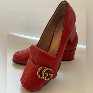 GUCCI MARMOT LOAFERS SIGNATURE DOUBLE G’S SIZE 36.5 BURNT RED😍